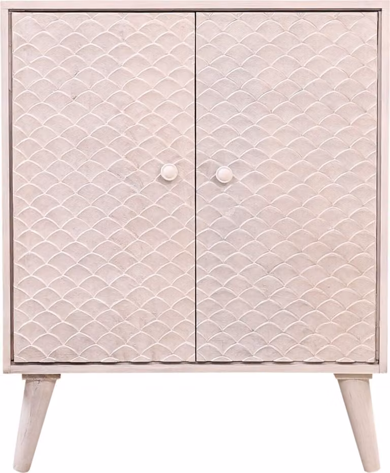 Credenza Boho in legno con cassettiera Mathis Bianco