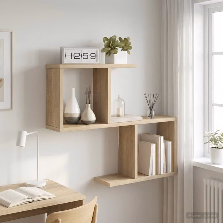 Scaffale da parete moderno vidaXL in legno marrone L: 60 cm, P: 12 cm, H: 50,5 cm
