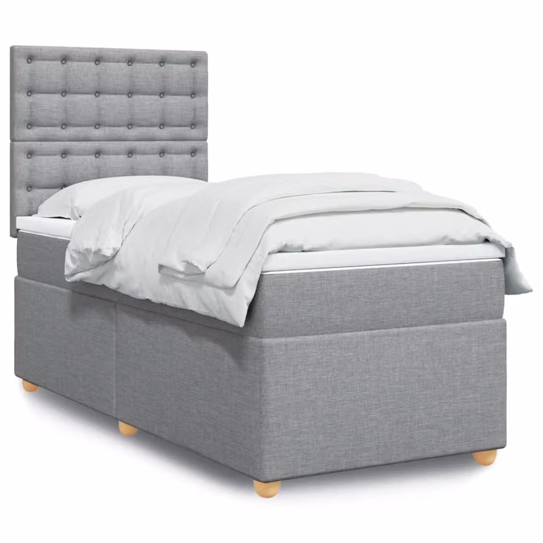 vidaXL Giroletto a Molle Ibrido con Materasso in Tessuto Grigio e Bianco L/P/H: 190 x 90 x 150,5 cm