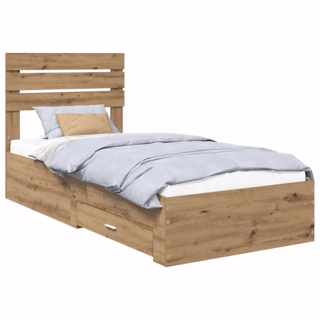 Struttura letto con cassetti vidaXL in legno color rovere, L 100 x P 200 cm – 2