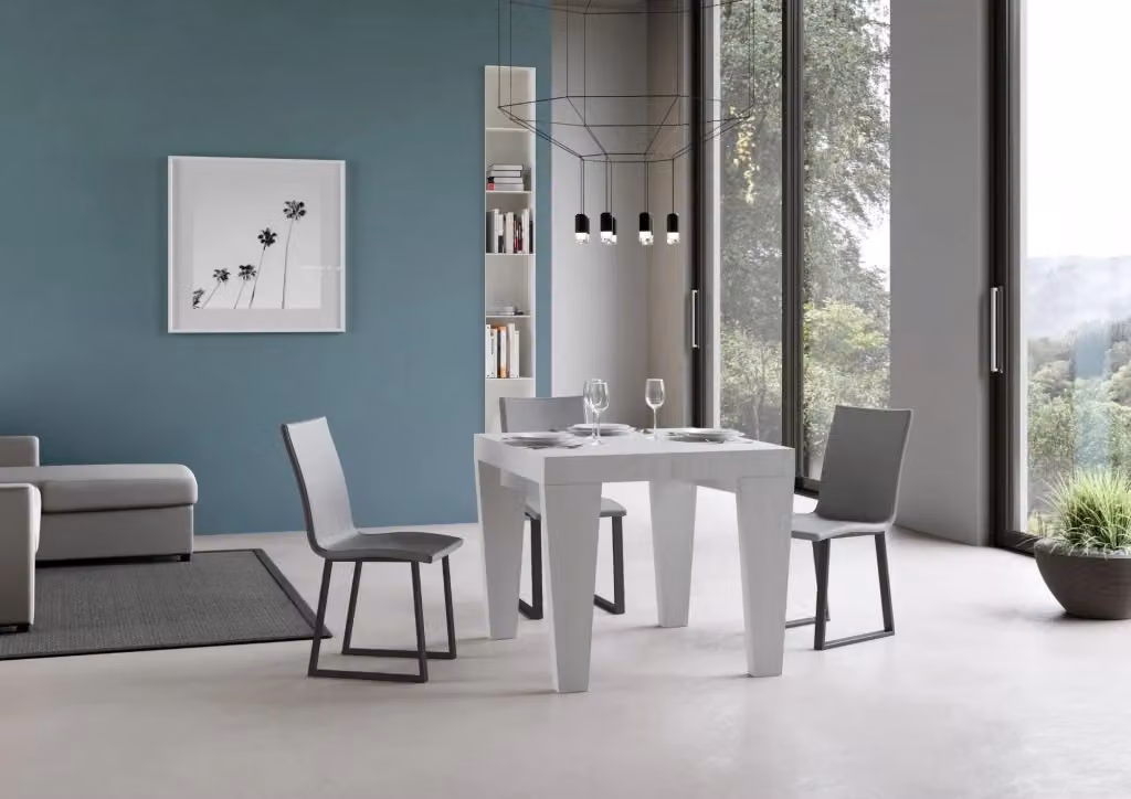 Tavolo Allungabile Spimbo GIORDANOSHOP in Legno di Frassino Bianco, L/P/H: 90 x 90 x 77 cm fino a 246 x 90 x 77 cm – 2