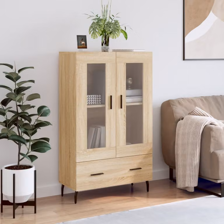 Credenza moderna vidaXL in legno multistrato color rovere sonoma, L 69,5 cm x P 31 cm x H 115 cm
