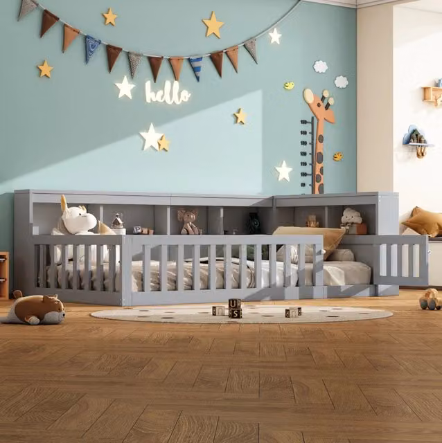 Divano letto 90x200 cm con presa USB e vano portaoggetti in truciolare e MDF grigio
