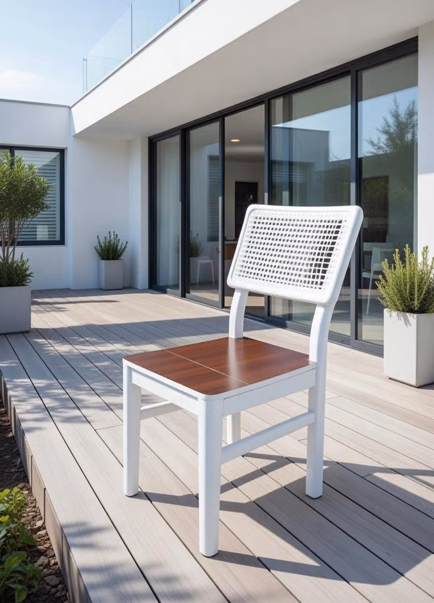 Sedia bianca con seduta marrone in stile moderno