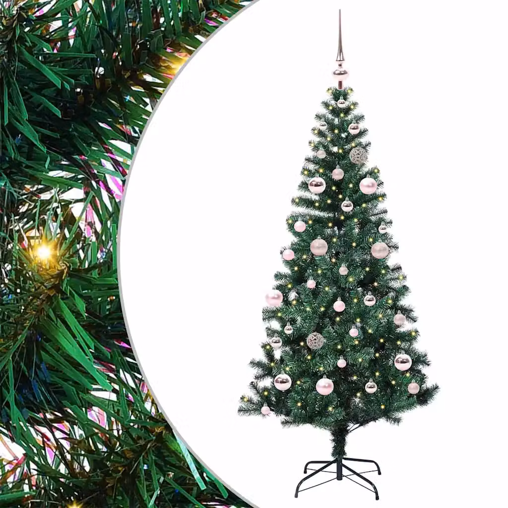 Albero di Natale artificiale moderno vidaXL con luci LED bianco caldo, Verde, Altezza: 150 cm