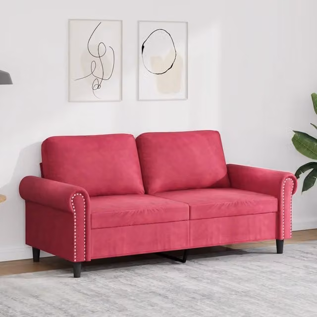 Divano a 2 Posti-Sofa 2 Posti Rosso Vino 140 cm in Velluto 927668