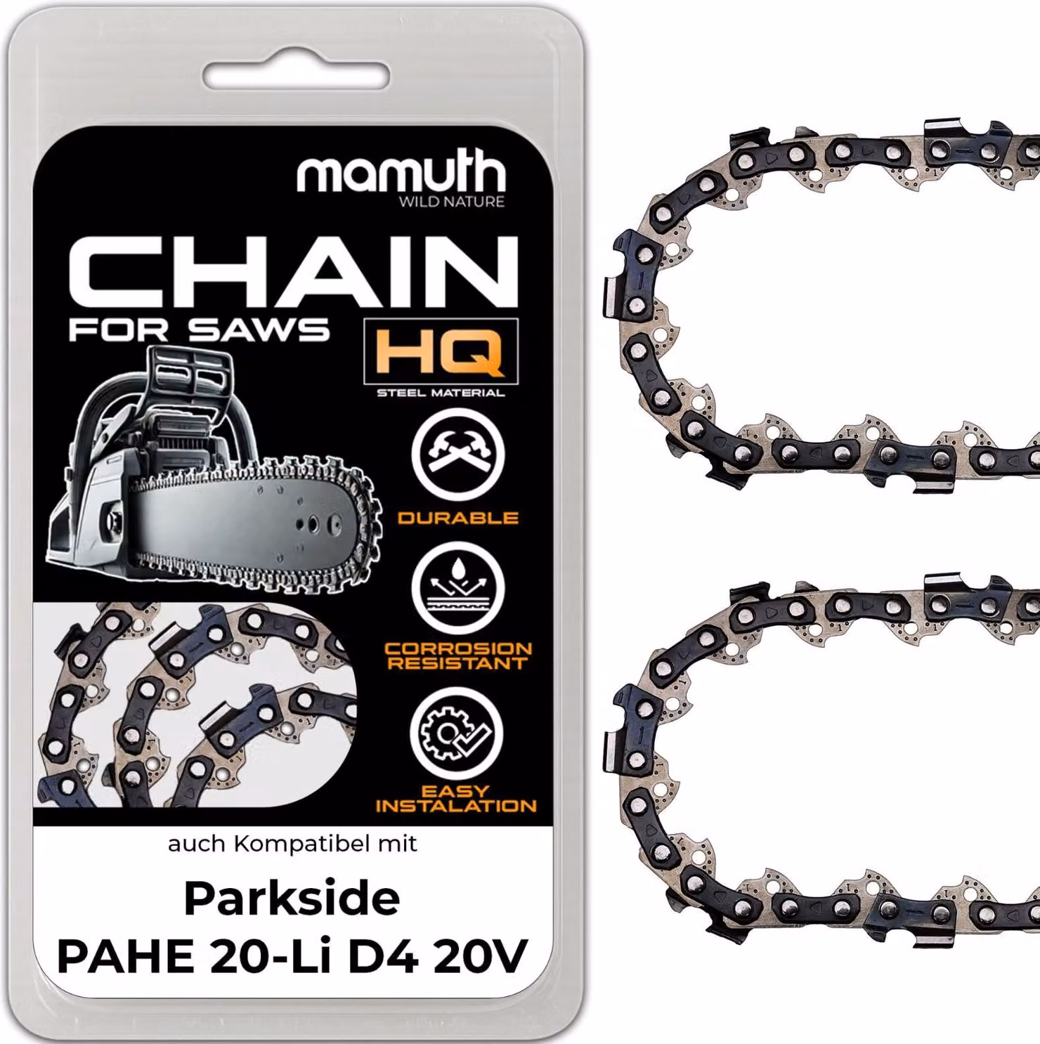 2x catena per motosega 20cm 1,1mm 3/8" 33TG per Parkside PAHE 20-Li D4 20V