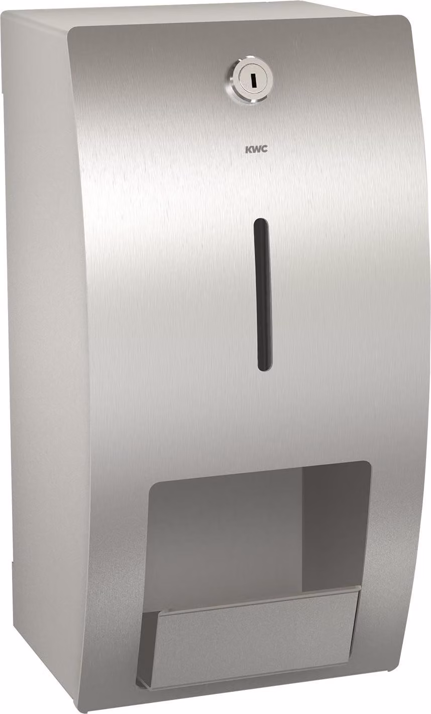 KWC AR Portarotolo doppio per WC, STRATOS, acciaio inox, montaggio esterno, 156x305x141 mm