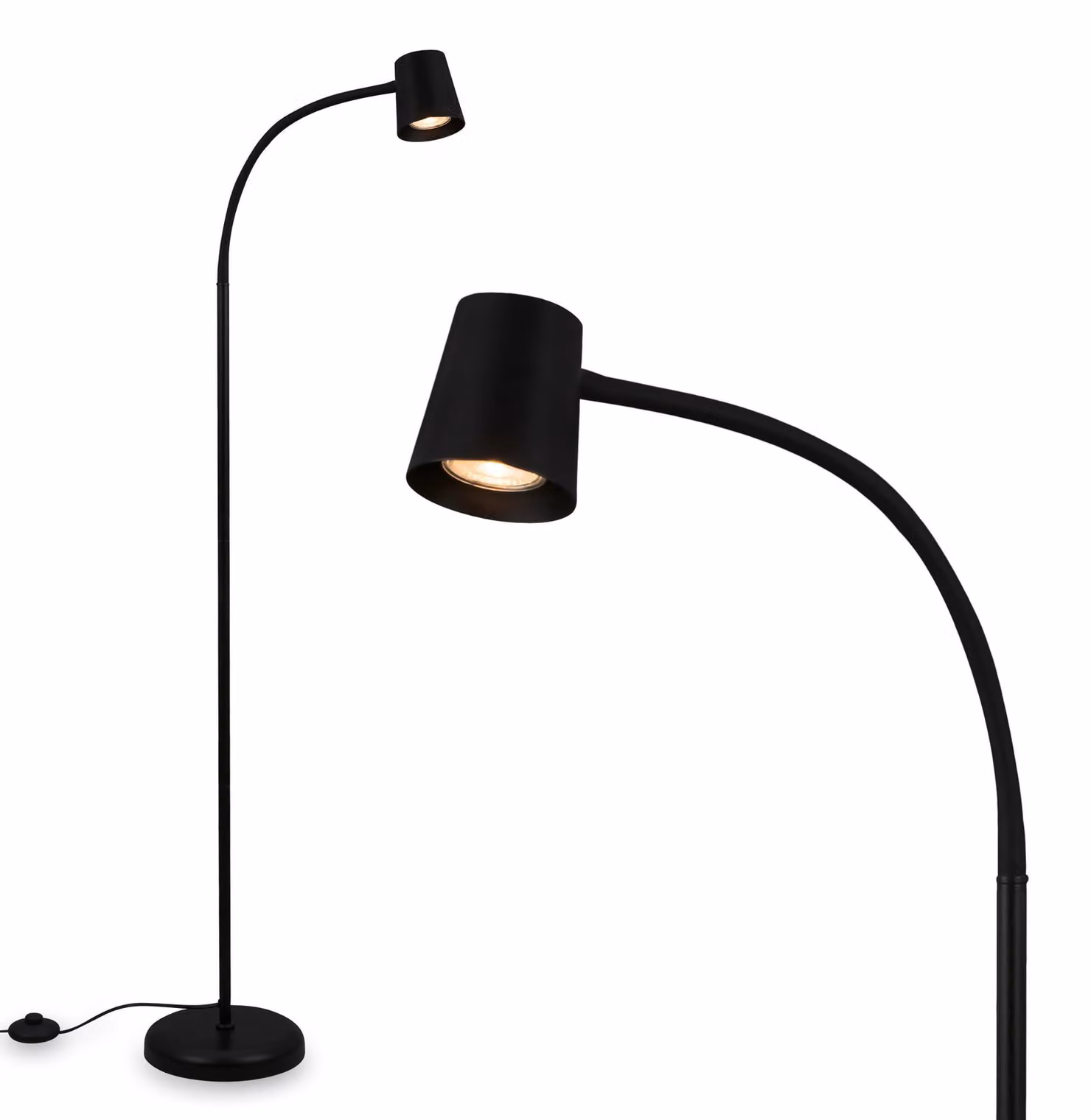 Lampada da terra con interruttore a pedale, girevole, attacco GU10, potenza massima 9W