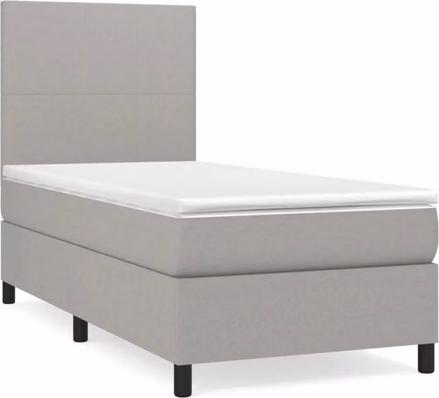 Letto singolo per adulti con materasso a molle e struttura imbottita in tessuto grigio e bianco L: 80 cm, P: 200 cm, H: 128 cm