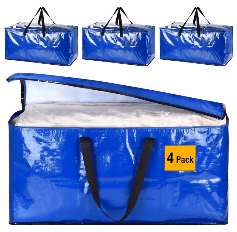 Set di 4 grandi scatole di stoccaggio con coperchio, ideali per traslochi