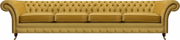 Viersitzer Sofa Couch Gelb Möbel Wohnzimmer Polstermöbel Chesterfield