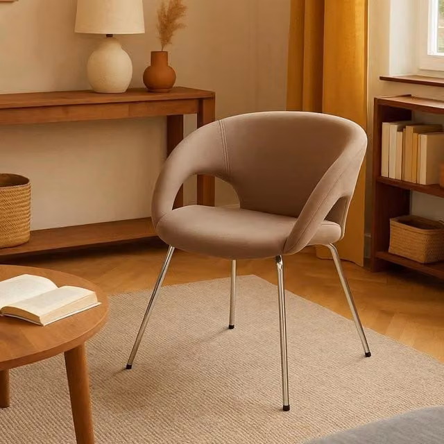 Sedia da ufficio Arturo DMORA con braccioli, seduta ergonomica in tessuto marrone, L: 58 cm, H: 72 cm, P: 58 cm – 1