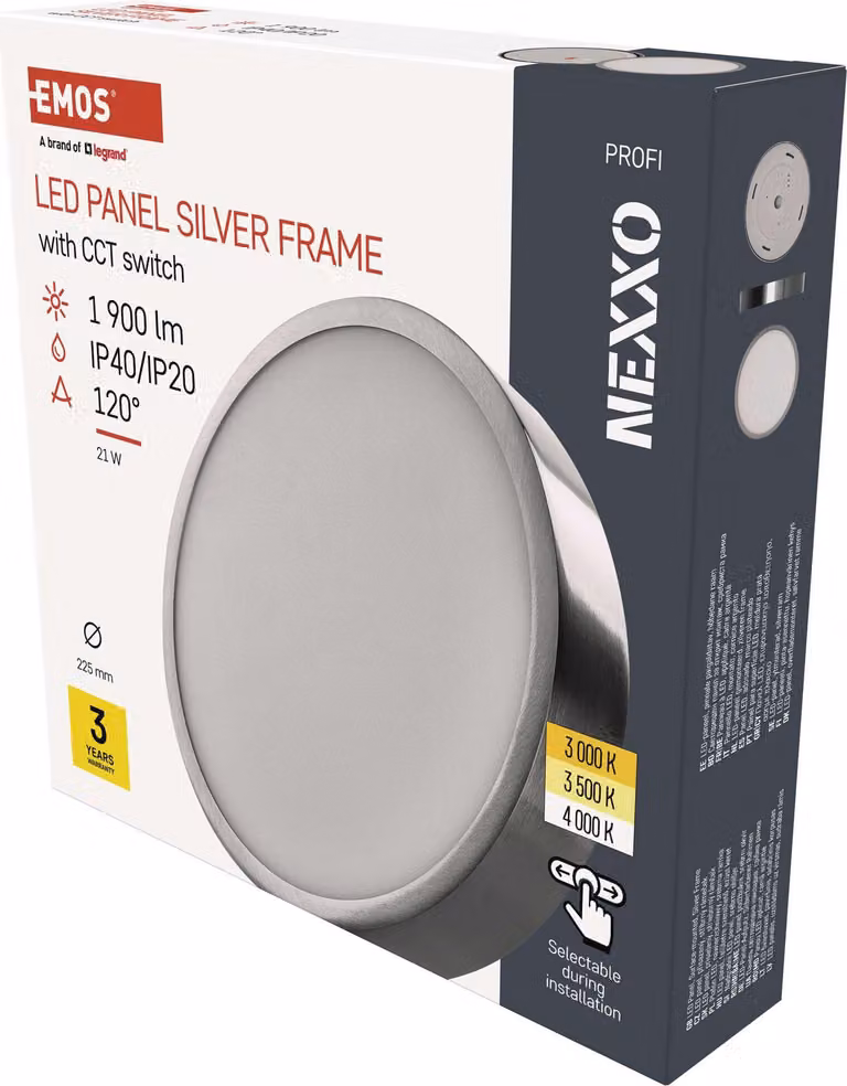 EMOS Apparecchio LED NEXXO nichel spazzolato, 22,5 cm, 21 W, bianco caldo/neutro, ZM5243