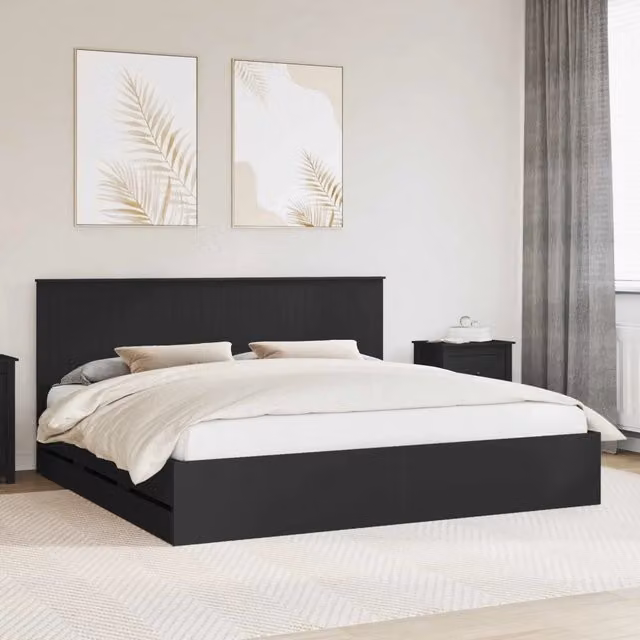 Struttura del letto Nero 200 x 200 cm Legno Ingegnerizzato 3411083