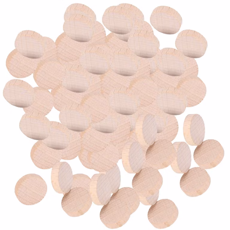 Set di 100 dischetti di legno - Cerchi di faggio naturale - Dischi rotondi da 2 cm - Artigianato fai-da-te - Progetti creativi - Alta qualità