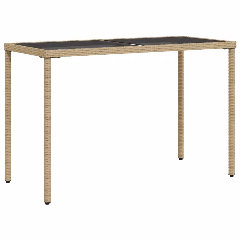 Tavolo da Giardino con Piano Vetro Beige 115x54x74cm Polyrattan
