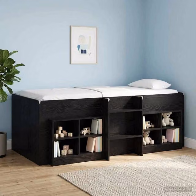 Letto Alto per Bambini Rovere Nero 90 x 190 cm 3422580