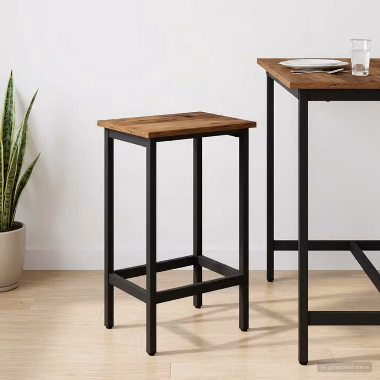 Sgabello da bar vidaXL in legno e metallo marrone L/P/H: 40 x 32 x 74 cm