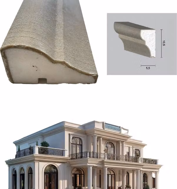 Pacco da 12 pezzi di cornice decorativa in resina sintetica XPS per esterno Eternal Parquet colore bianco L/P/H: 10,5 x 5,5 x 200 cm
