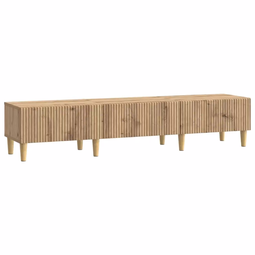 Mobile TV moderno vidaXL in legno color rovere marrone L: 147 cm, P: 34,5 cm, H: 30 cm – 2