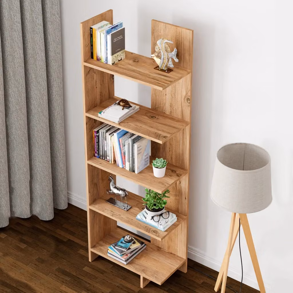 Libreria Vireftere en.casa con 5 Ripiani in Effetto Legno Marrone H: 176 cm, L: 62 cm, P: 29 cm – 2