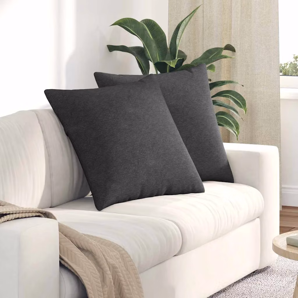 Set di 2 cuscini da divano quadrati vidaXL in velluto a coste grigio, L 80 x P 80 cm