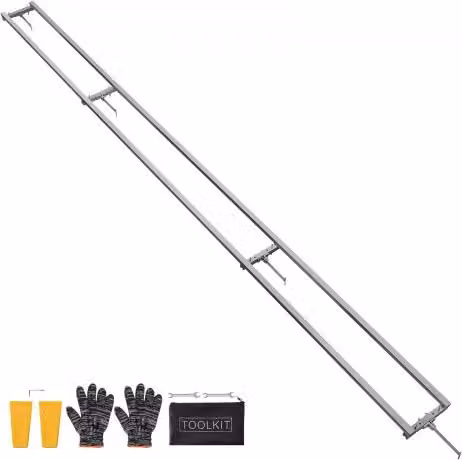 VEVOR Sistema Guida per Segheria in Alluminio Argento con Barra Trasversale Regolabile, Lunghezza: 365,7 cm, Kit con 2 Cunei per Falegnami