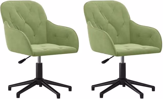 Set di 2 sedie da pranzo girevoli a 360 gradi in velluto verde con struttura in metallo e plastica per cucina e soggiorno – 1