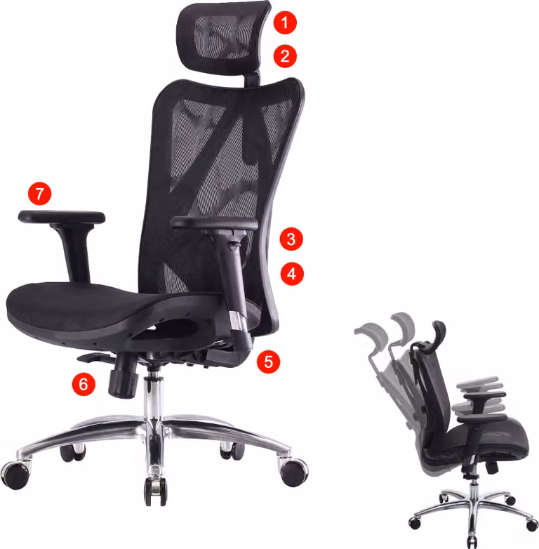 Sedia da ufficio MCW-J87, sedia da scrivania, bracciolo ergonomico regolabile, portata 150 kg ~ rivestimento nero, struttura nera