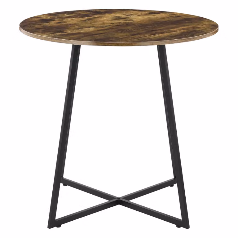 Tavolo da pranzo In And OutdoorMatch Jeremie - Rotondo - 78x80 cm - Colori nero e legno - MDF e acciaio - Design moderno