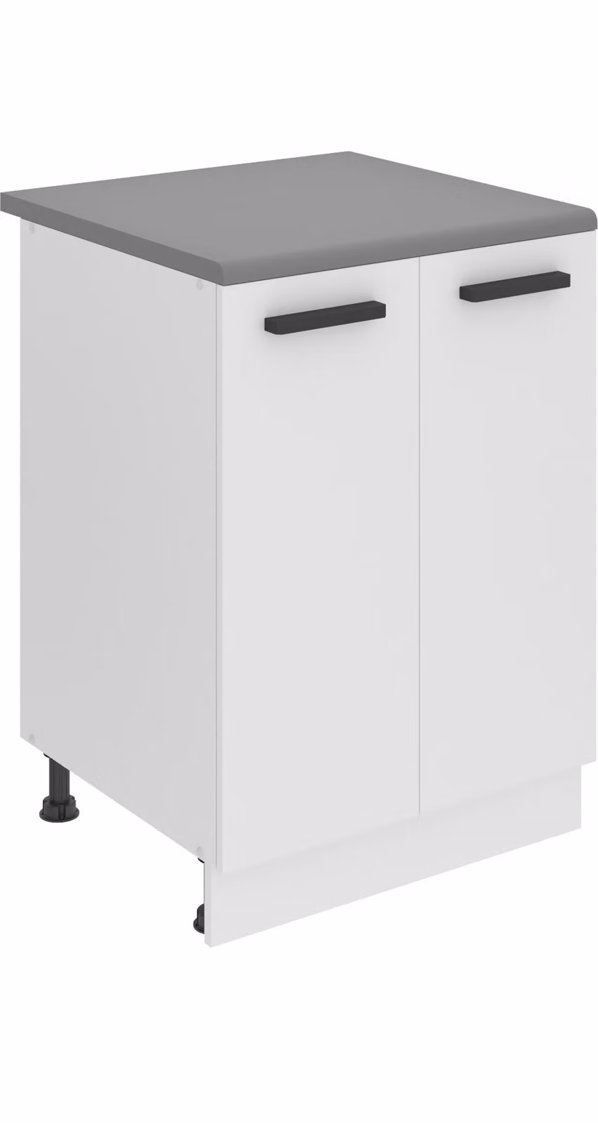 Base da cucina Belini, base da cucina larga 60 cm. SD2 Base per cucina con piano di lavoro. Mobile da cucina a 2 ante, bianco opaco