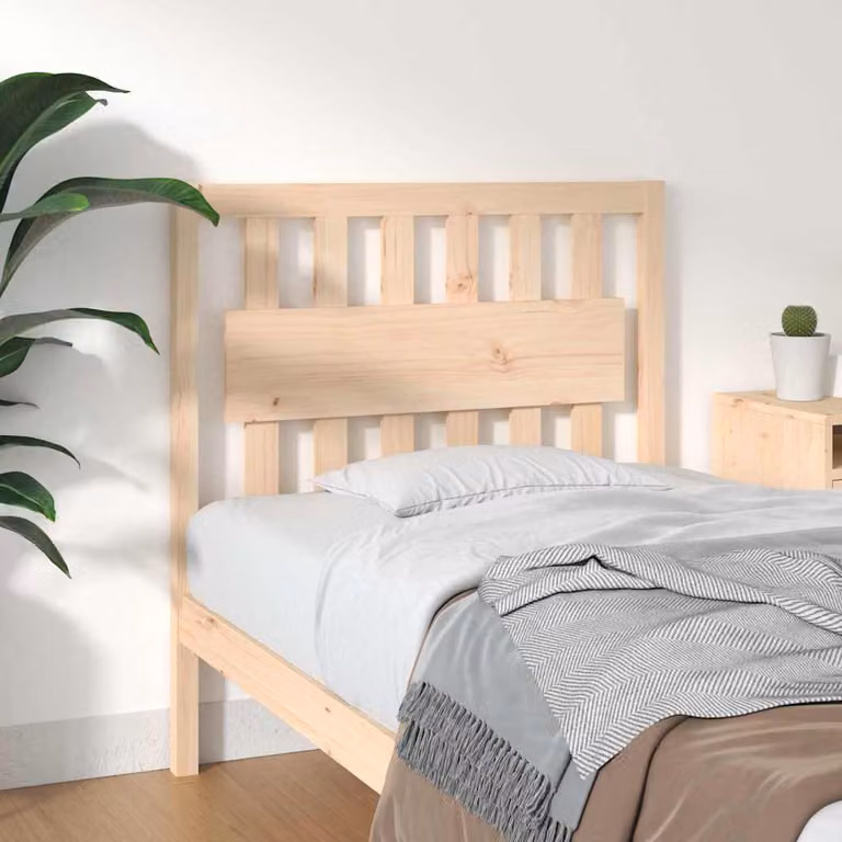 Testiera per letto vidaXL in legno massello di pino naturale, stile rustico, L: 95,5 cm, P: 4 cm, H: 100 cm