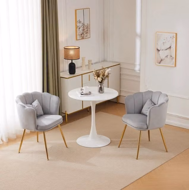 Sedia imbottita in velluto grigio 63x58x77 cm