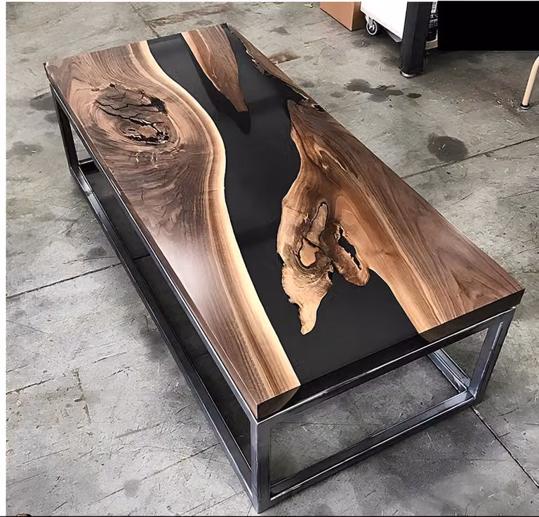 River Table Epoxidharz Couchtisch Echtes Holz Massiv Tische 120x60 Flusstisch