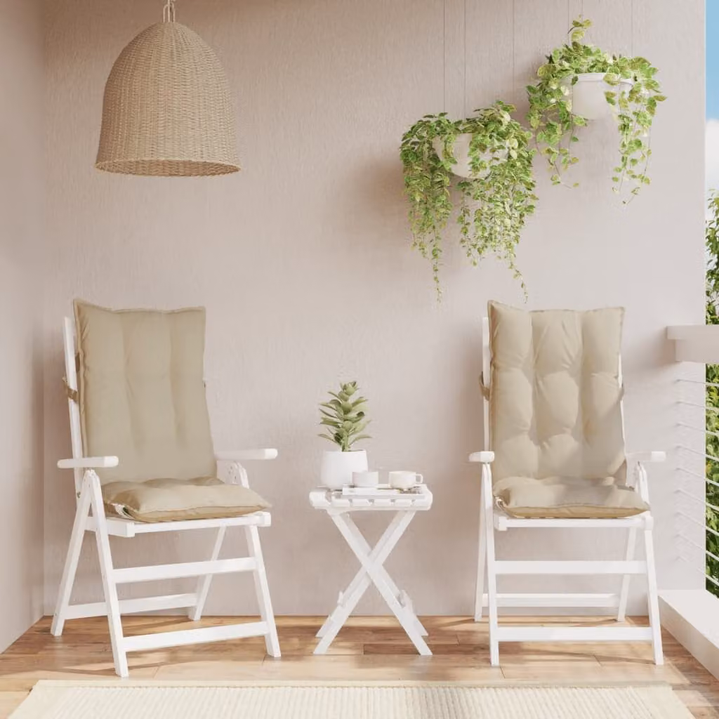 Set di 2 cuscini per sedia con schienale alto vidaXL in tessuto Oxford beige, impermeabili e traspiranti