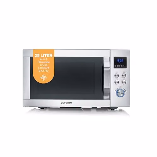SEVERIN - Microonde con grill e funzione aria calda 900 W - Acciaio inossidabile MW 7918