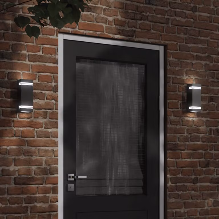 Applique da esterno vidaXL nera in acciaio inossidabile e plastica con illuminazione up/down e protezione IP44