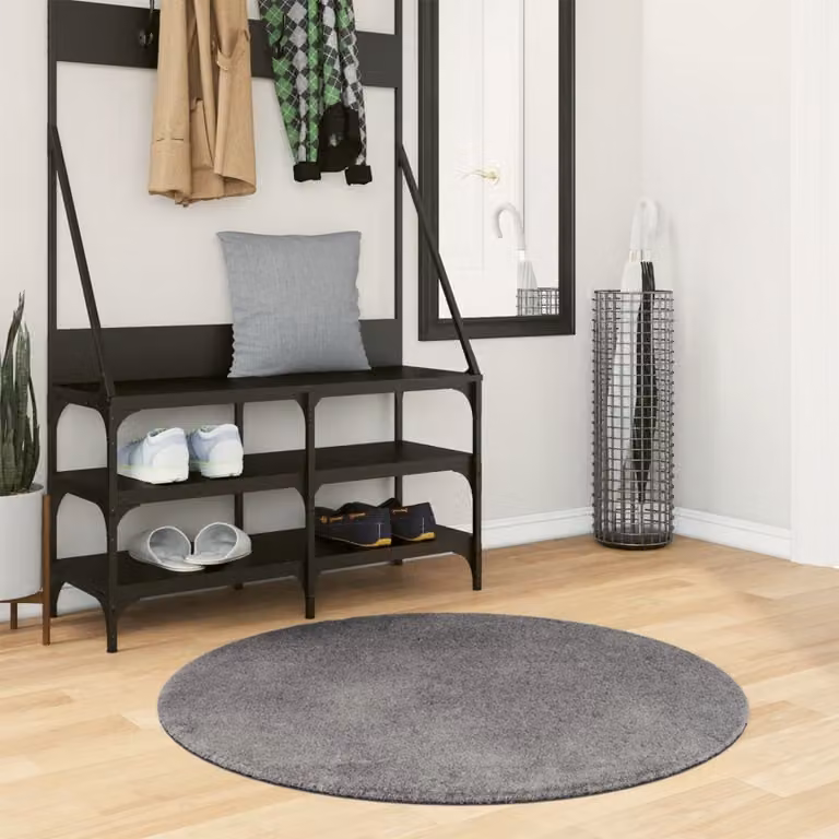 vidaXL Tappeto Rotondo HUARTE Antracite Lavabile e Antiscivolo Ø100 cm