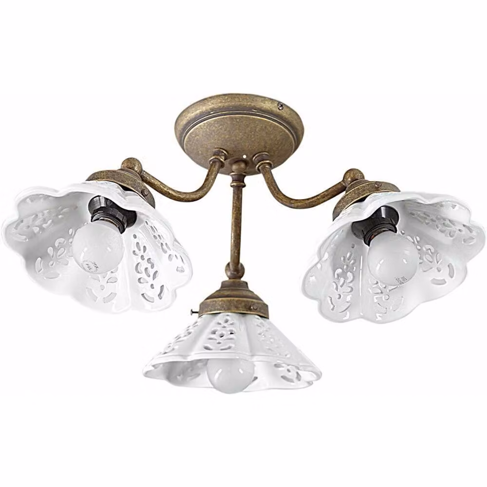 NAPOLI plafoniera E14, 3x40W, 230V, paralume in Vetroceramica, bronzo