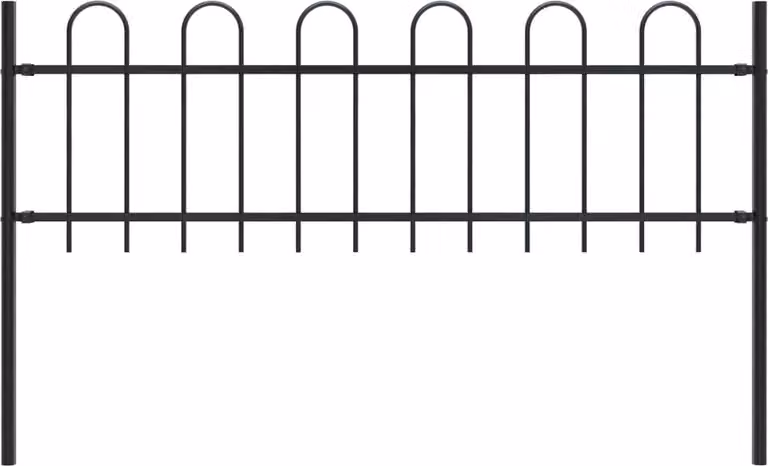 Recinzione da Giardino BOXTEL con Parte Superiore ad Anello in Acciaio 181x60 cm Nero