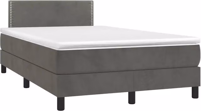 Letto a Molle con Materasso e LED vidaXL in Velluto Grigio, L/P/H: 120 x 200 x 88 cm – 2