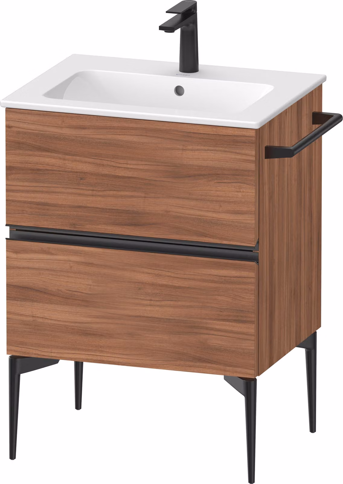 Duravit Sivida Meuble sous-lavabo, 2 tiroirs, poignée encastrée noir diamant mat, 610x477x591mm, pour ME by Starck, SV46430BD790000, SV46430BD790000