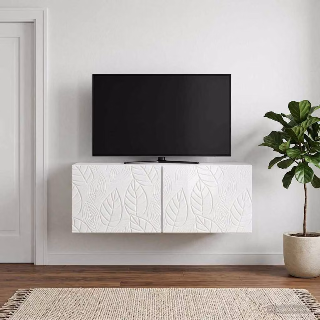 vidaXL Mobile Porta TV da Muro Bianco Lucido L: 59,5 cm, P: 41 cm, H: 30 cm
