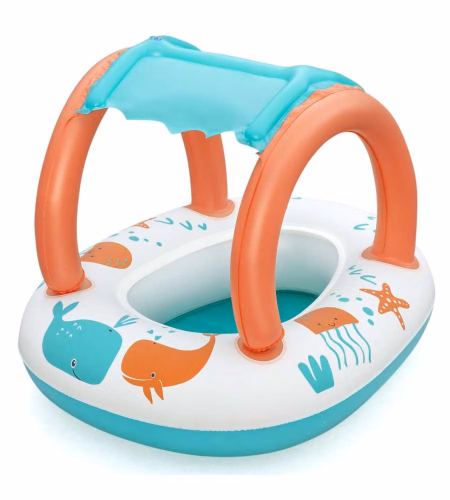 Bestway Canotto per Bambini Comfort Plush Turchese 84x67 cm con Parasole