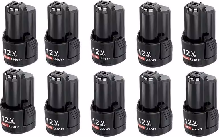 batteria agli ioni di litio da 12 V, ricaricabile, capacità 3000 mAh, compatibile con i modelli Bosch, 10 pezzi