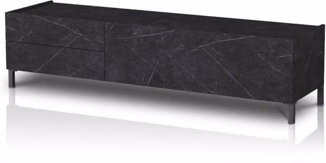 Porta TV effetto legno finitura marmo nero cm. H.42 x L.160 x P.40