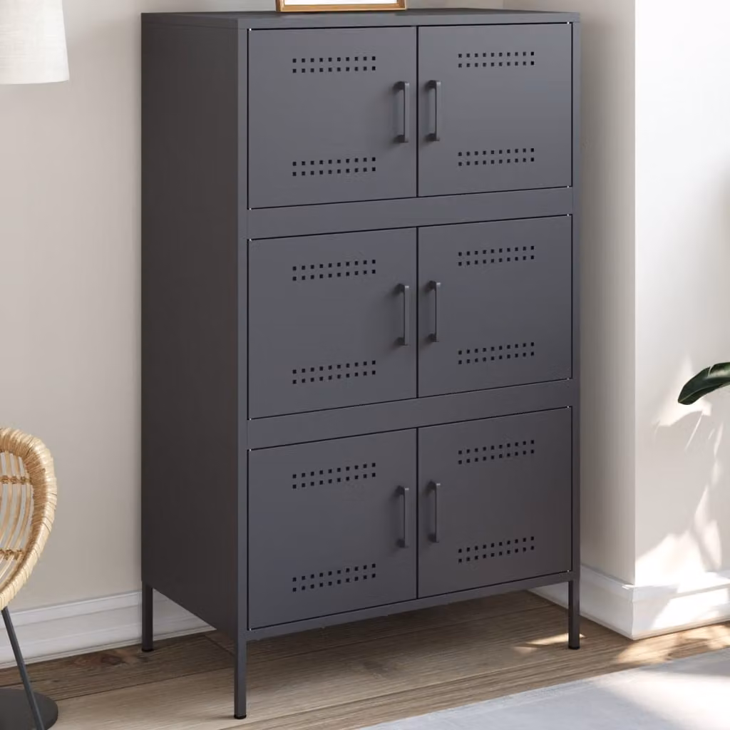 Credenza in stile industriale vidaXL in metallo antracite opaco L: 68 cm, P: 39 cm, H: 113 cm