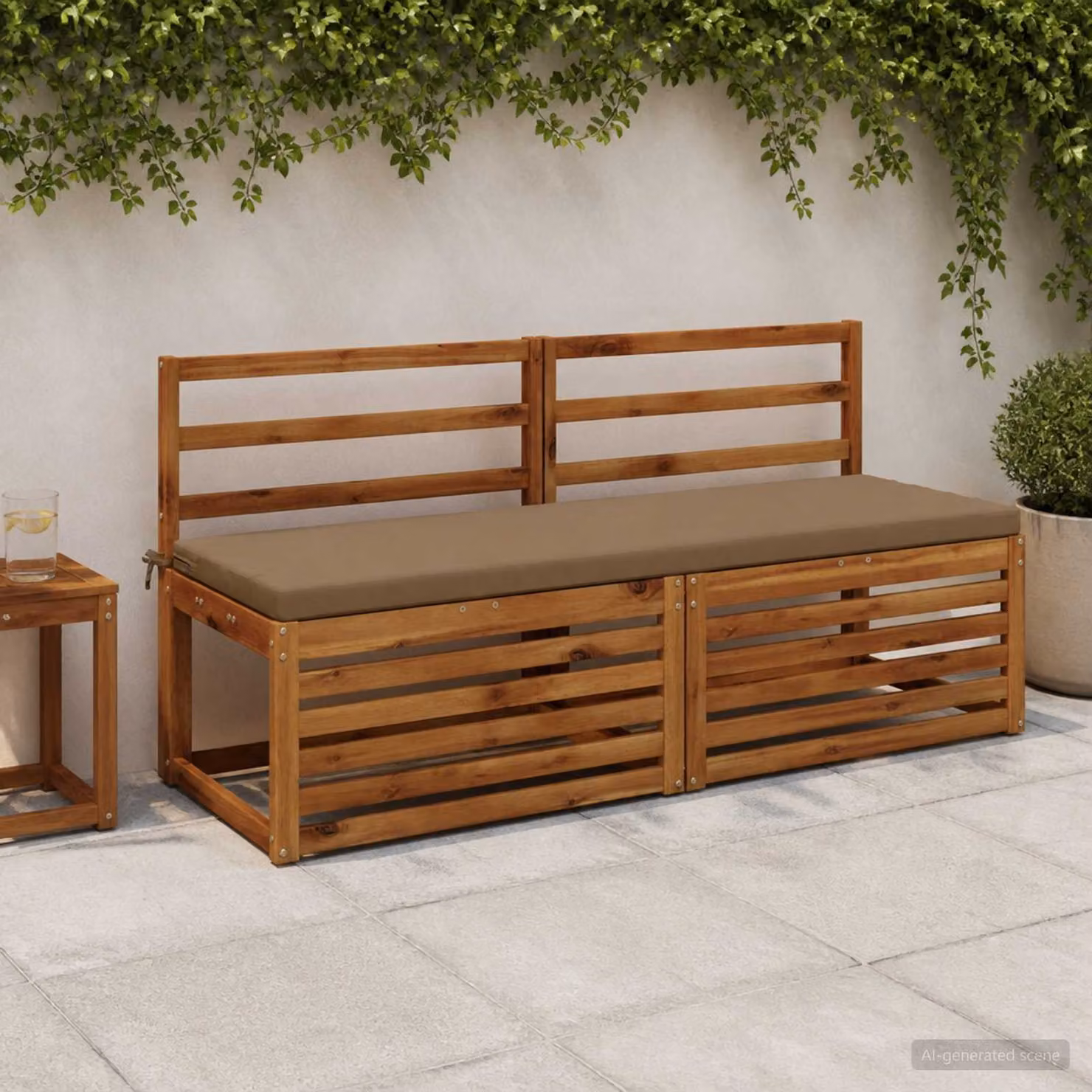 Cuscino per panchina vidaXL SOEST rettangolare in poliestere con rivestimento rimovibile e resistente ai raggi UV, Grigio/Beige