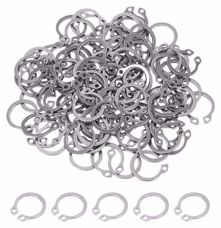 Anelli di sicurezza da 15,5 mm, confezione da 100 pezzi, acciaio inossidabile 304, modello a clip esterno